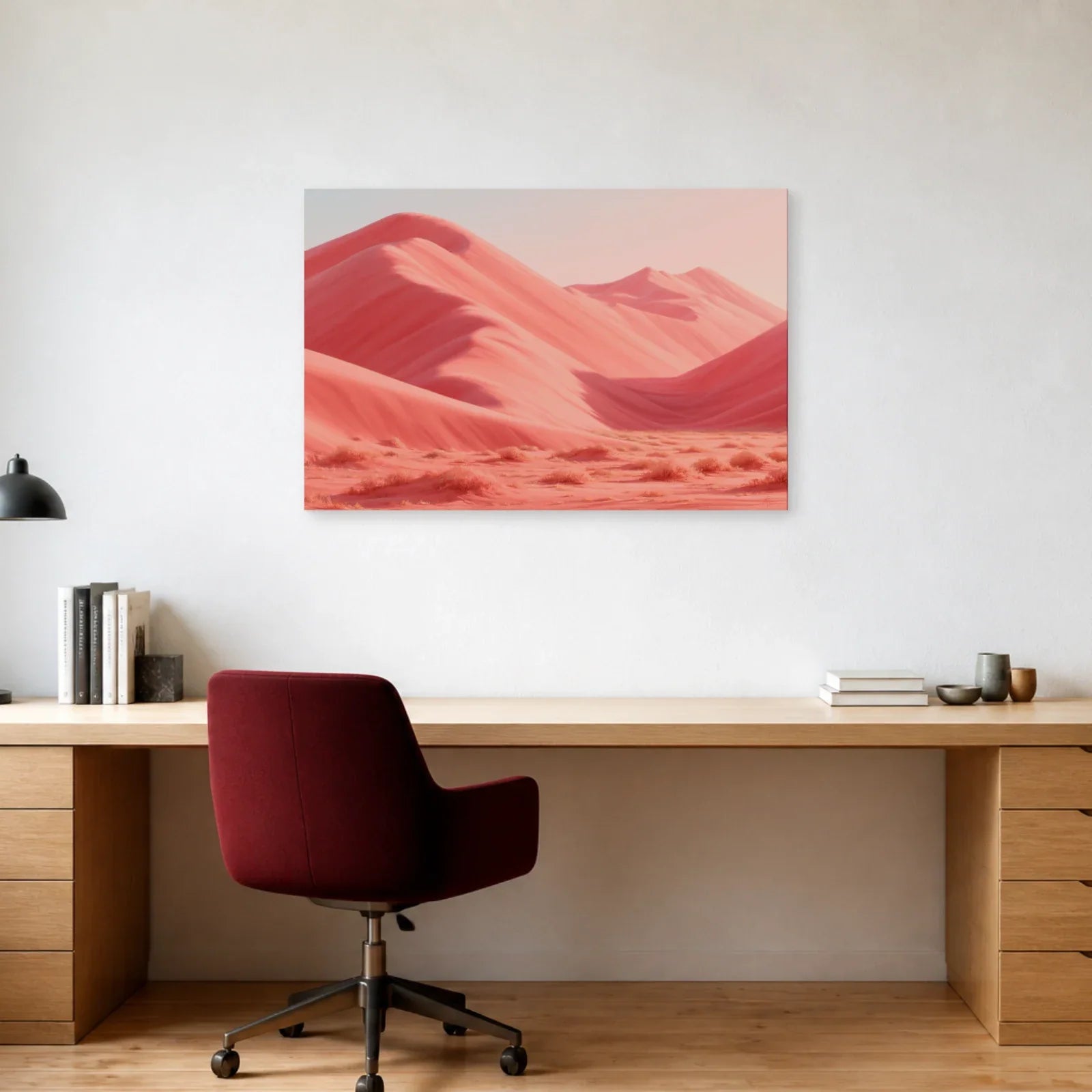 Tableau Dunes Roses présenté dans un bureau - Art Virtuoso