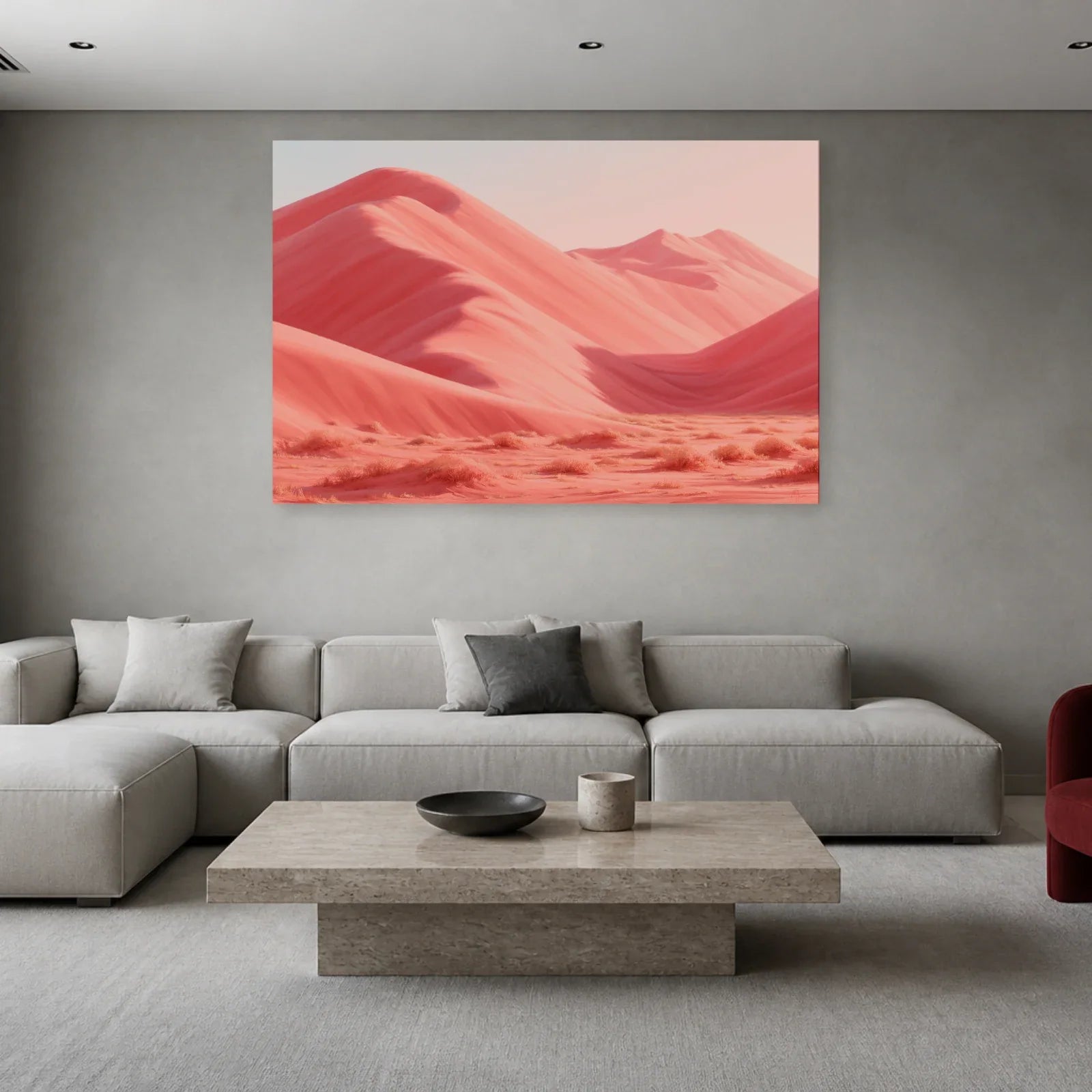 Tableau Dunes Roses présenté dans un salon - Art Virtuoso