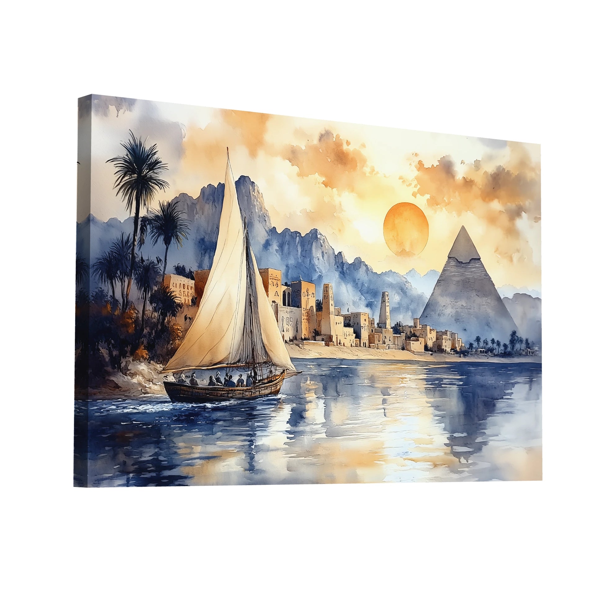 Product Hero 3D WebP Tableau Egypte Antique : Crépuscule sur le Nil - Art Virtuoso