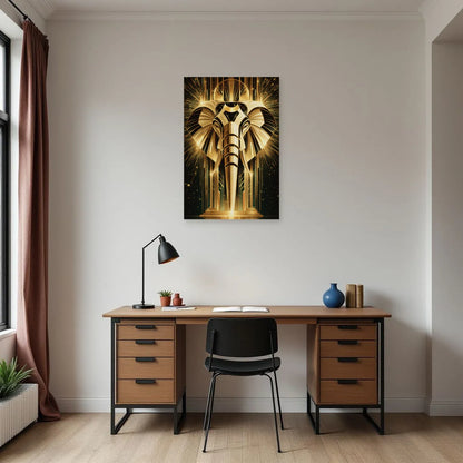 Tableau Éléphant Art Déco dans un bureau - Art Virtuoso