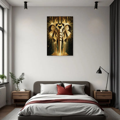 Tableau Éléphant Art Déco dans une chambre - Art Virtuoso