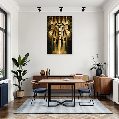 Tableau Éléphant Art Déco dans une salle à manger - Art Virtuoso