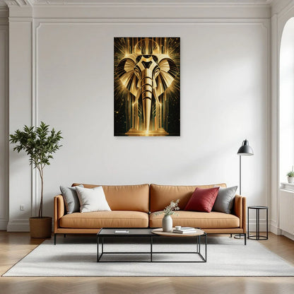 Tableau Éléphant Art Déco dans un salon - Art Virtuoso