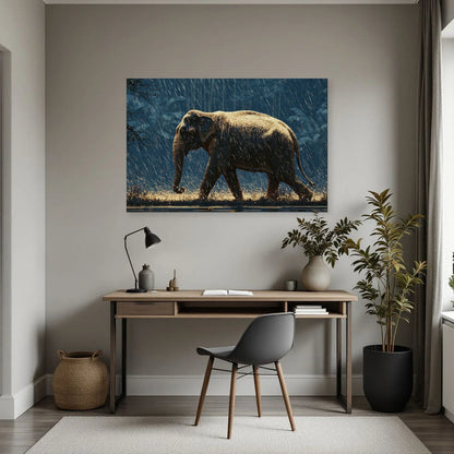 Tableau Éléphant Asiatique dans un bureau - Art Virtuoso