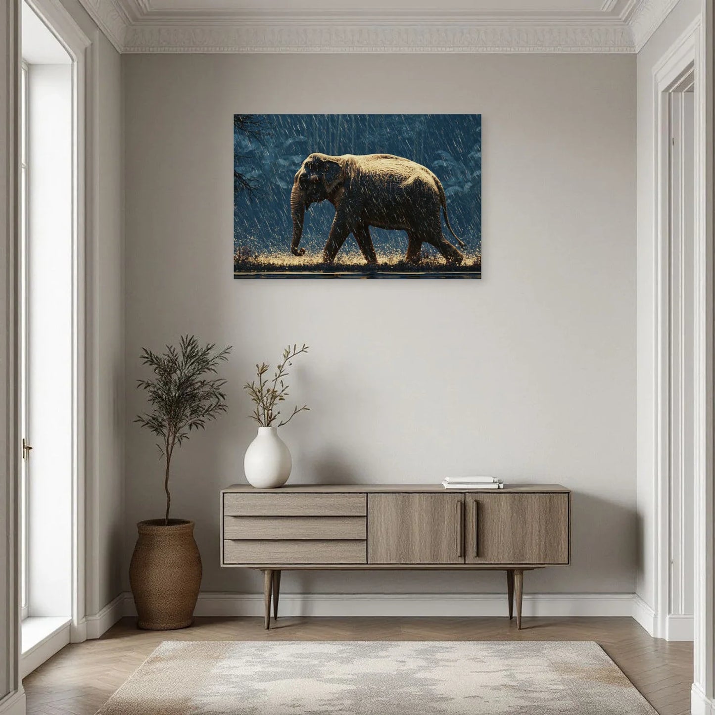 Tableau Éléphant Asiatique dans une entrée ou un couloir - Art Virtuoso