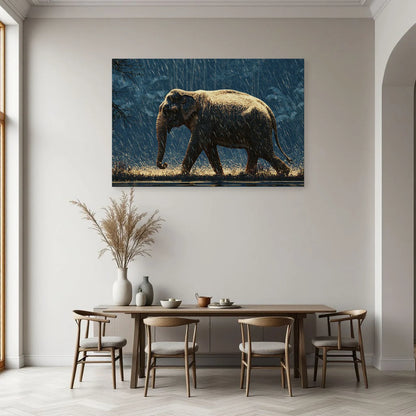 Tableau Éléphant Asiatique dans une salle à manger - Art Virtuoso