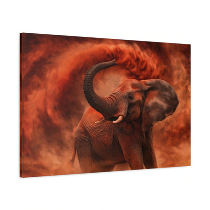 Tableau Éléphant Bain de Poussière - toile 3D avec bords imprimés - Art Virtuoso