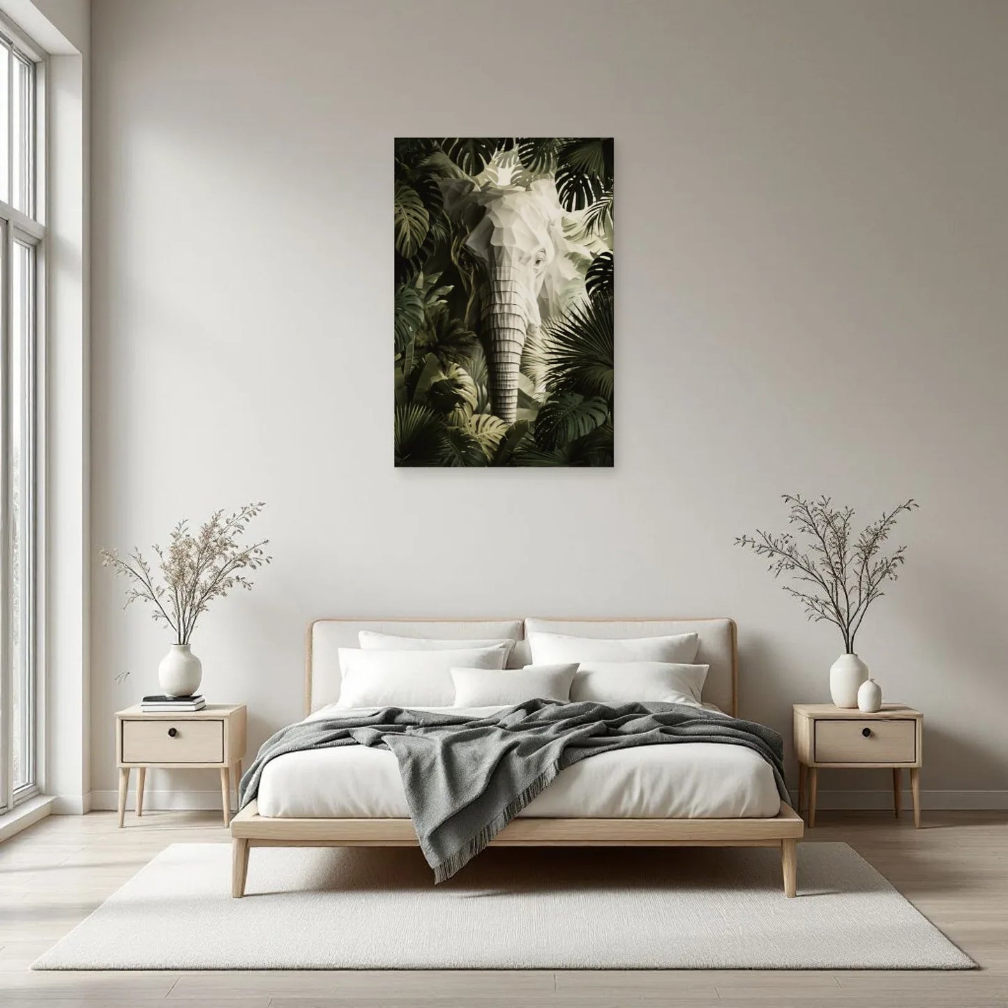 Tableau Éléphant Botanique dans une chambre - Art Virtuoso