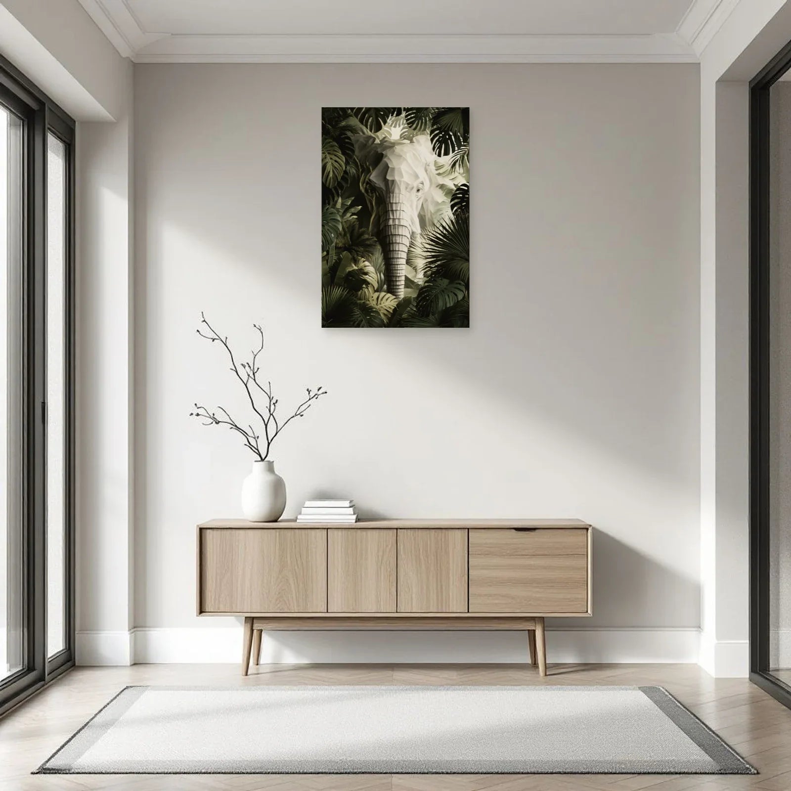 Tableau Éléphant Botanique dans une entrée ou un couloir - Art Virtuoso