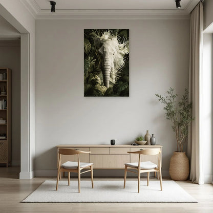 Tableau Éléphant Botanique dans une salle à manger - Art Virtuoso
