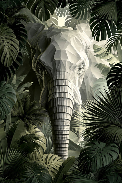 Tableau Éléphant Botanique - impression sur toile, format XXL