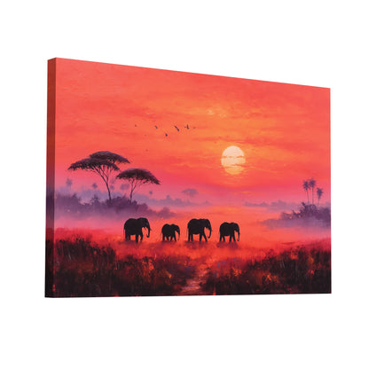 Product Hero 3D WebP Tableau Elephant Coucher de Soleil : La Migration - Art Virtuoso