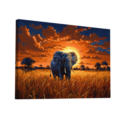 Product Hero 3D WebP Tableau - Éléphant d'Afrique au Crépuscule - Art Virtuoso