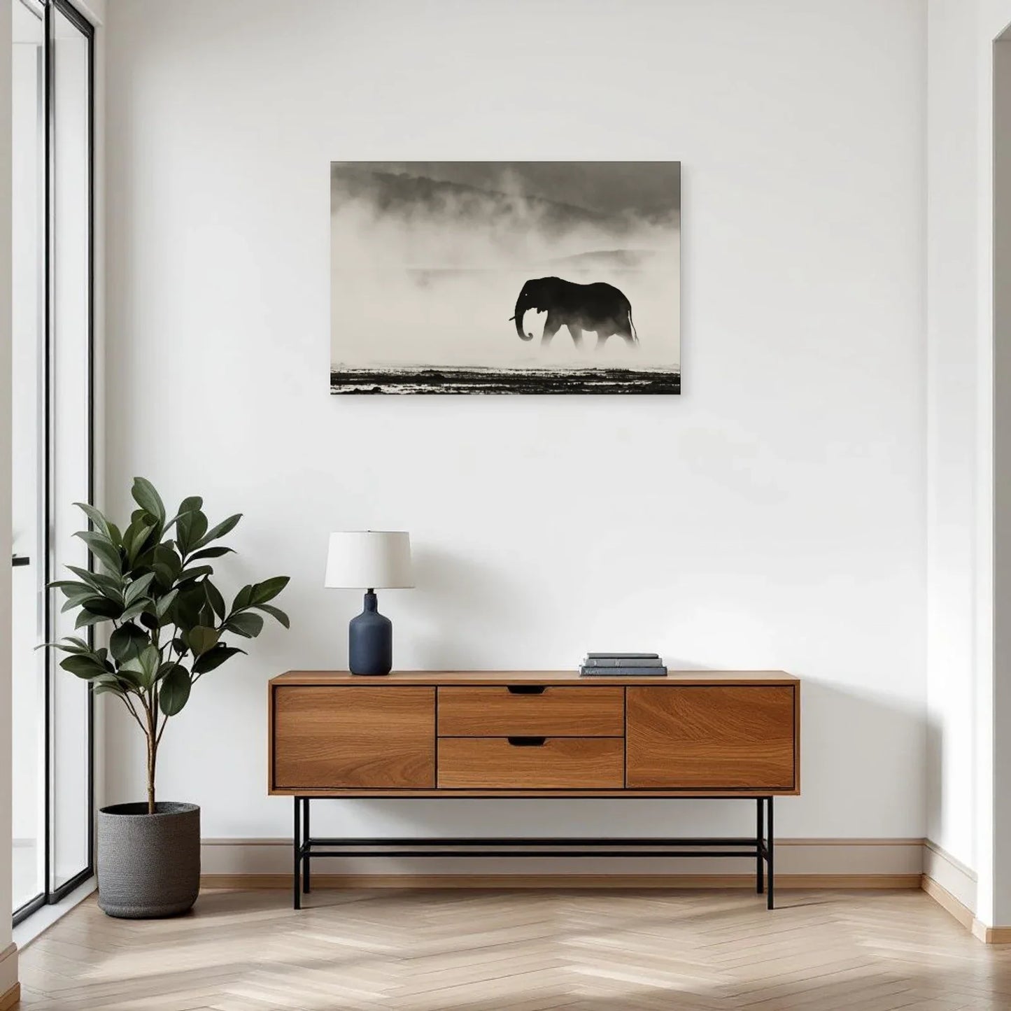 Tableau Éléphant Dans la Brume dans une entrée ou un couloir - Art Virtuoso