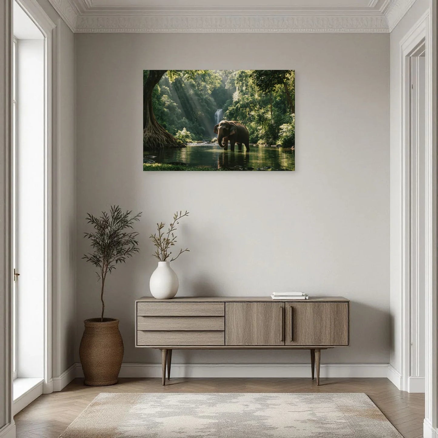 Tableau Éléphant Dans la Jungle dans une entrée ou un couloir - Art Virtuoso