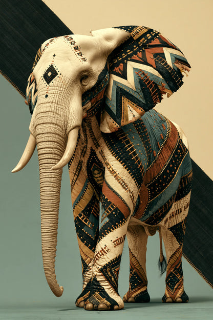 Tableau Éléphant Ethnique - impression sur toile, format L
