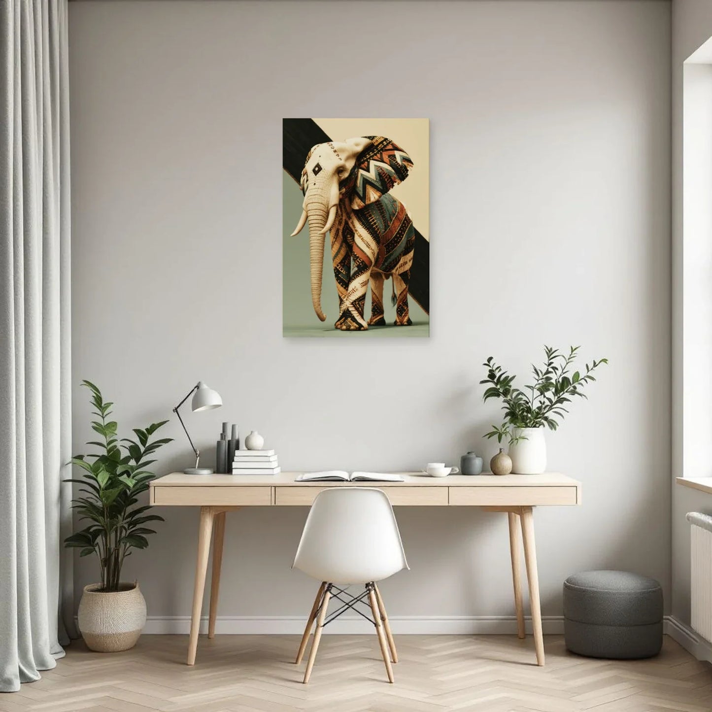 Tableau Éléphant Ethnique dans un bureau - Art Virtuoso