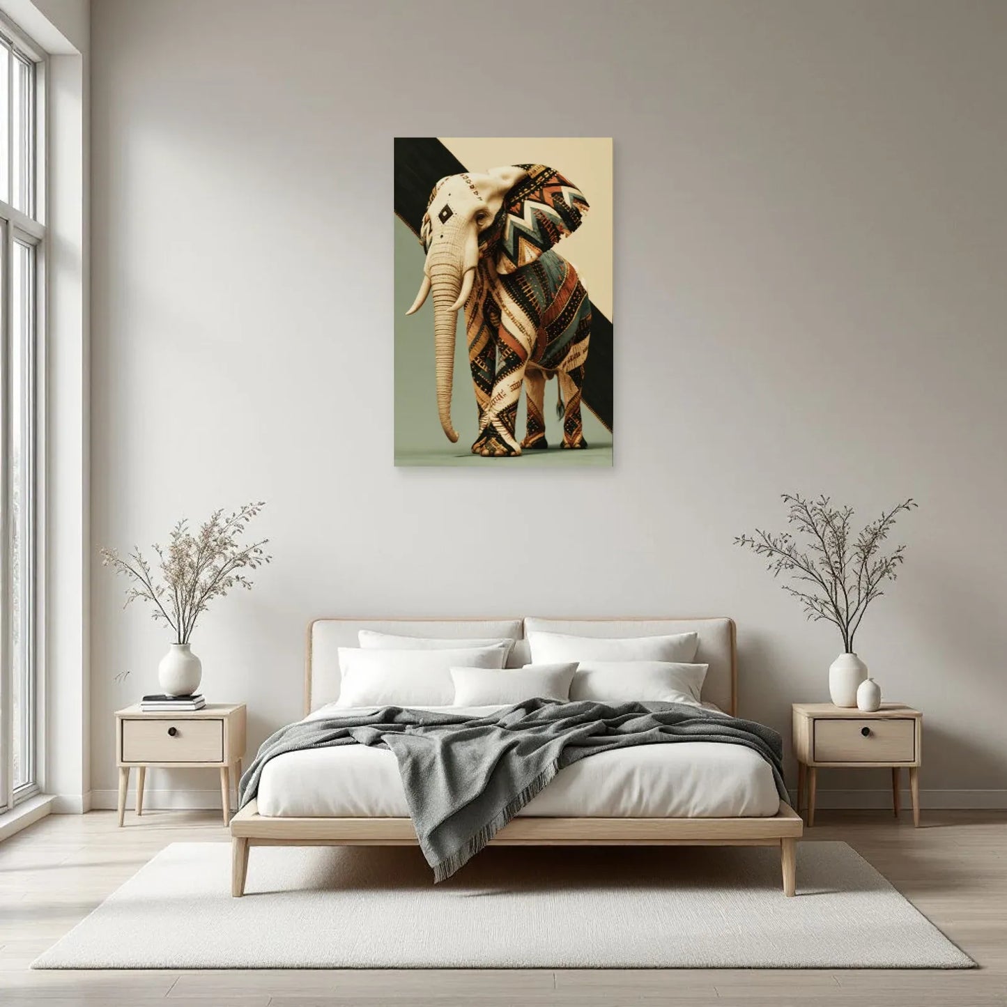 Tableau Éléphant Ethnique dans une chambre - Art Virtuoso