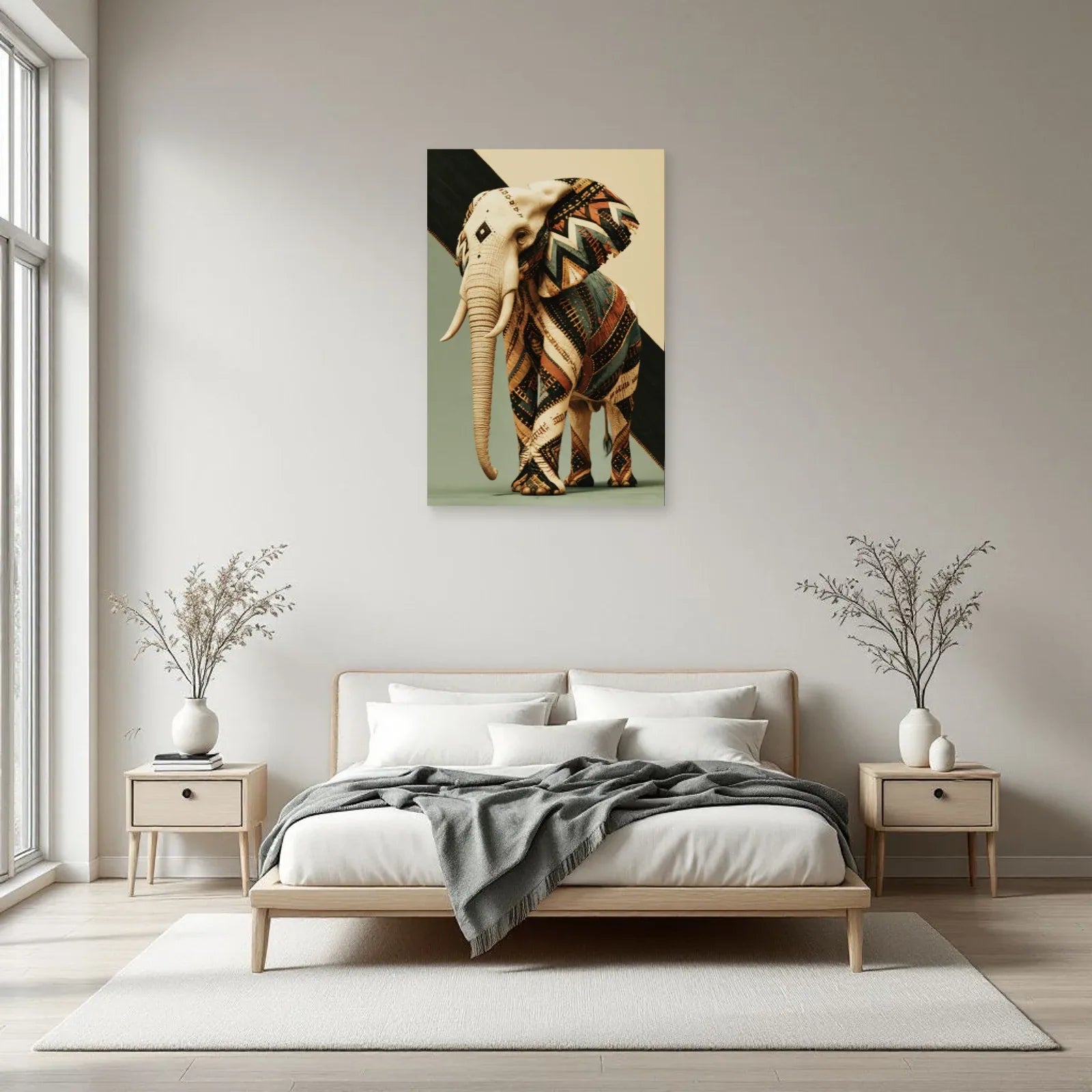 Tableau Éléphant Ethnique dans une chambre - Art Virtuoso