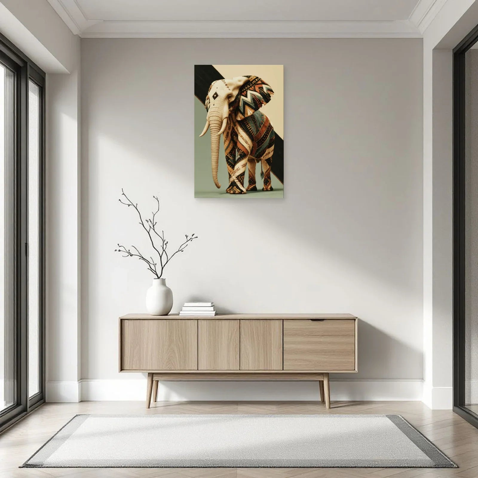 Tableau Éléphant Ethnique dans une entrée ou un couloir - Art Virtuoso