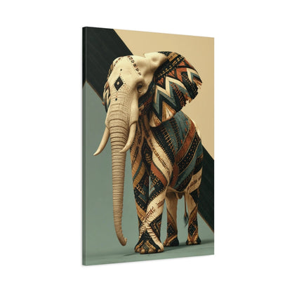 Tableau Éléphant Ethnique - toile 3D avec bords imprimés - Art Virtuoso