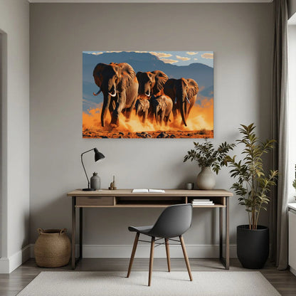 Tableau Éléphant Grand Format dans un bureau - Art Virtuoso