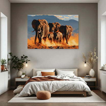 Tableau Éléphant Grand Format dans une chambre - Art Virtuoso