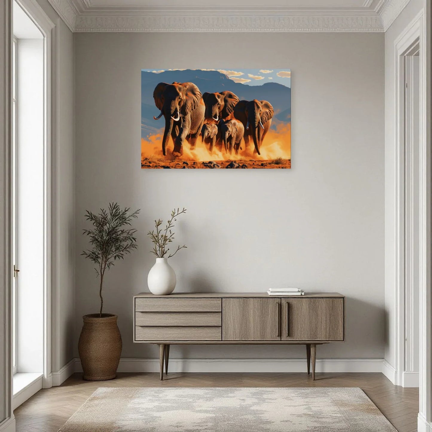 Tableau Éléphant Grand Format dans une entrée ou un couloir - Art Virtuoso
