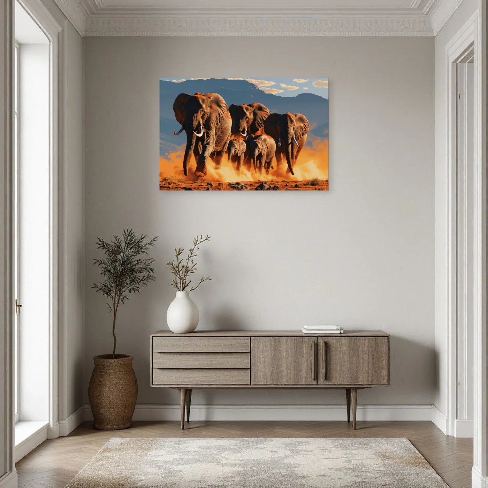 Tableau Éléphant Grand Format dans une entrée ou un couloir - Art Virtuoso