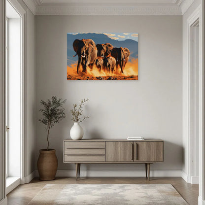 Tableau Éléphant Grand Format dans une entrée ou un couloir - Art Virtuoso