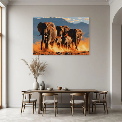 Tableau Éléphant Grand Format dans une salle à manger - Art Virtuoso