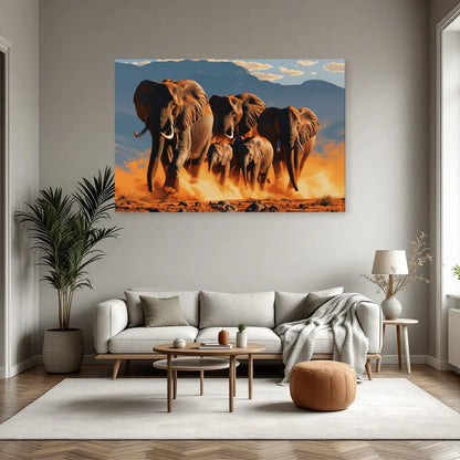 Tableau Éléphant Grand Format dans un salon - Art Virtuoso