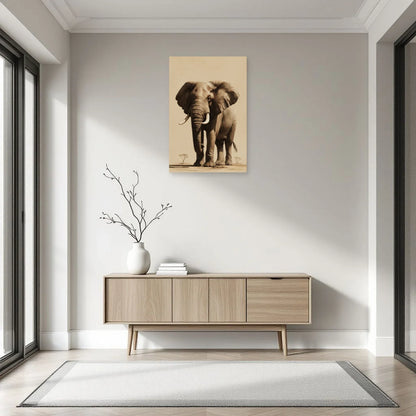 Tableau Éléphant Gravure Vintage dans une entrée ou un couloir - Art Virtuoso