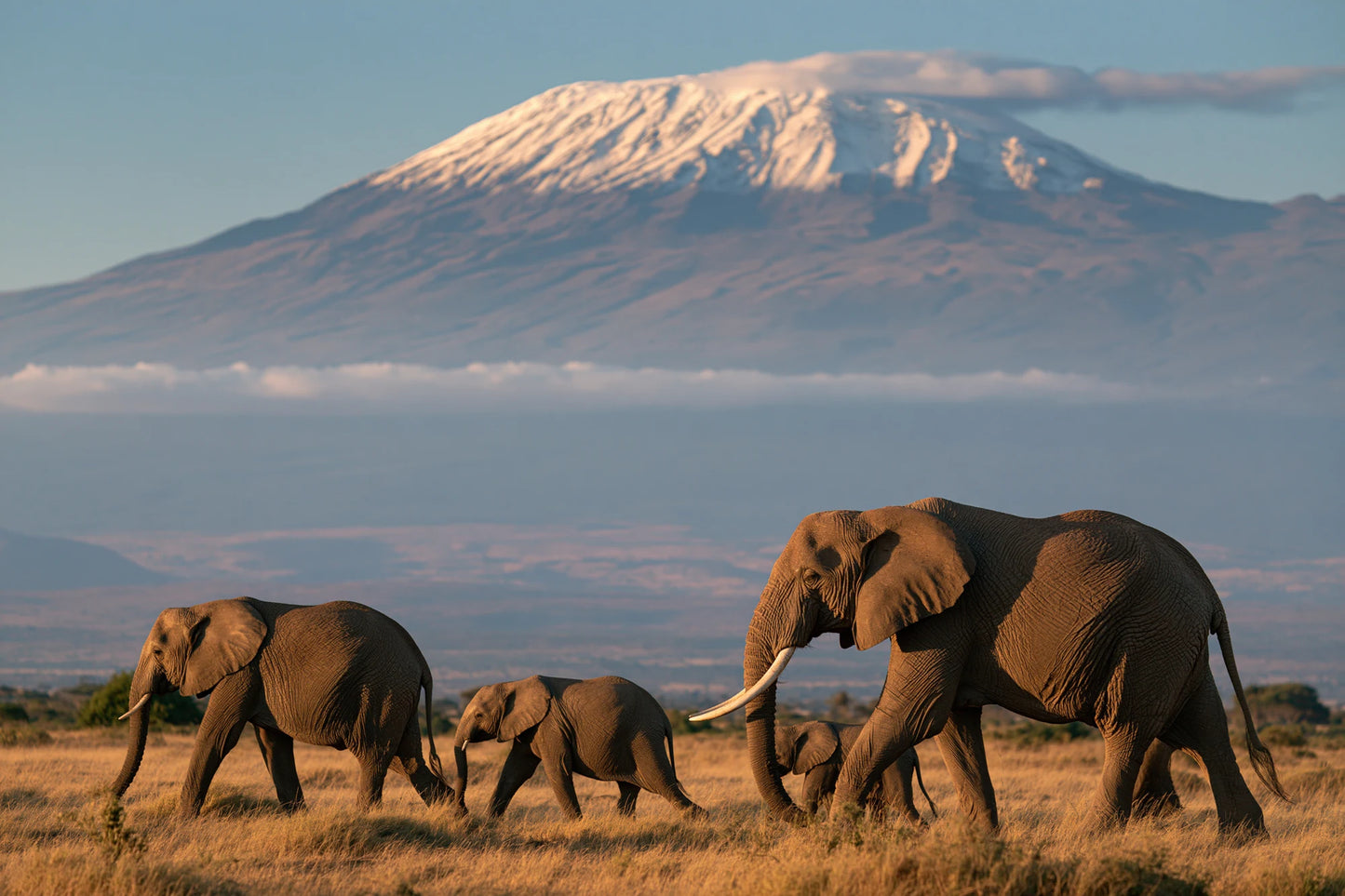 Tableau Éléphant Kilimandjaro - impression sur toile, format M