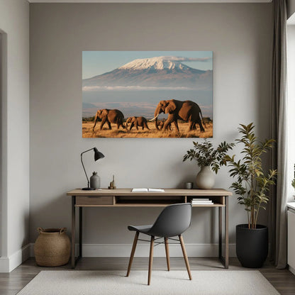 Tableau Éléphant Kilimandjaro dans un bureau - Art Virtuoso