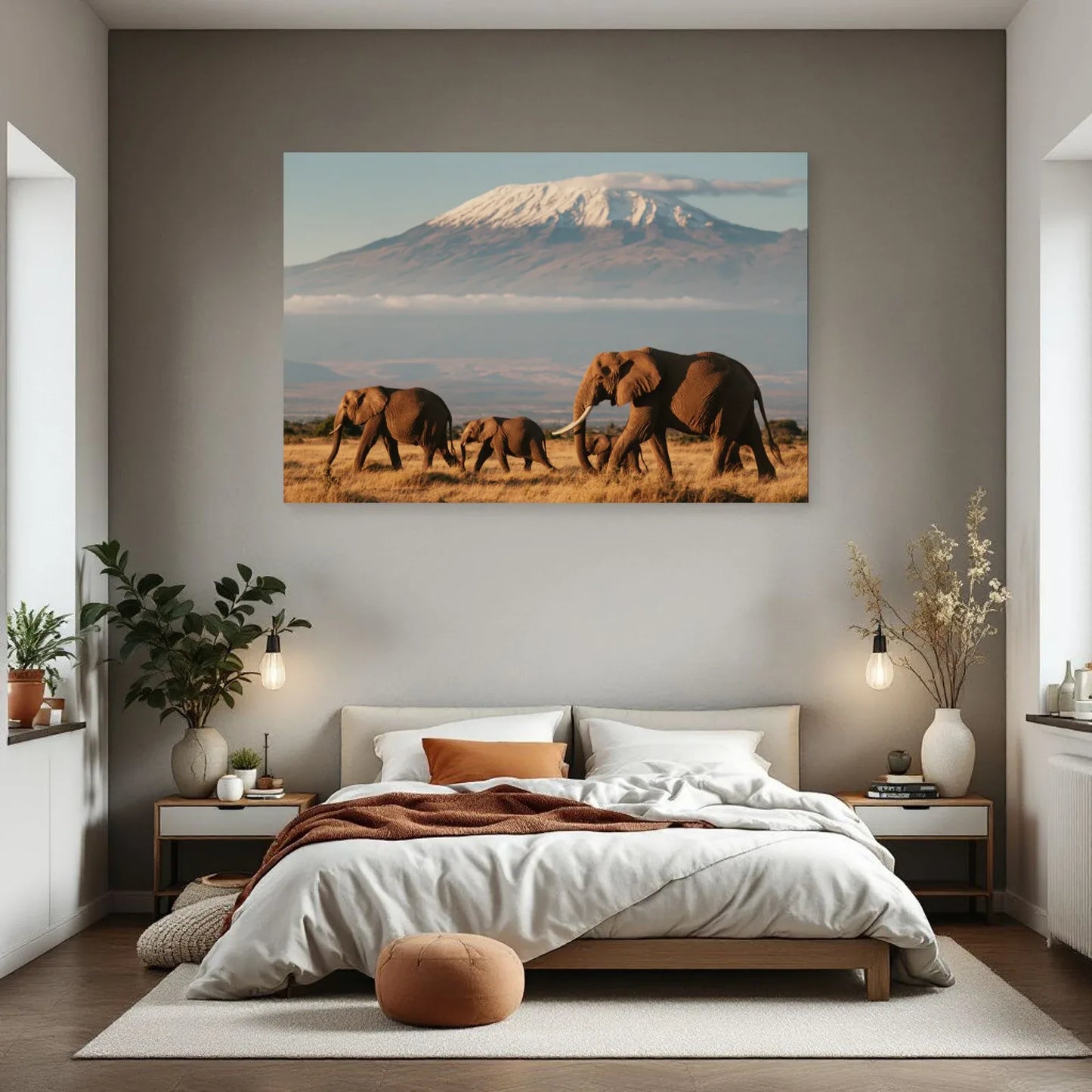 Tableau Éléphant Kilimandjaro dans une chambre - Art Virtuoso