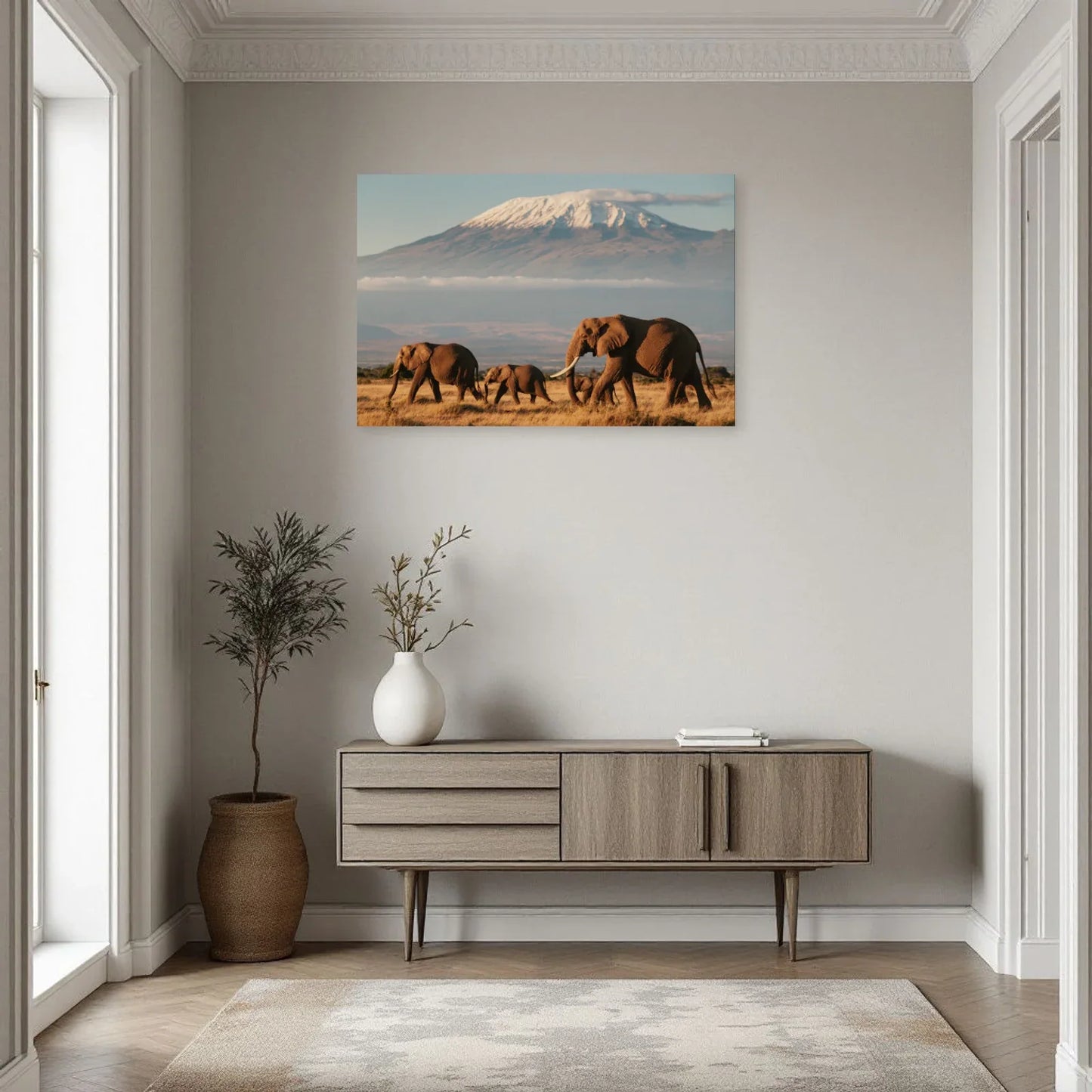 Tableau Éléphant Kilimandjaro dans une entrée ou un couloir - Art Virtuoso
