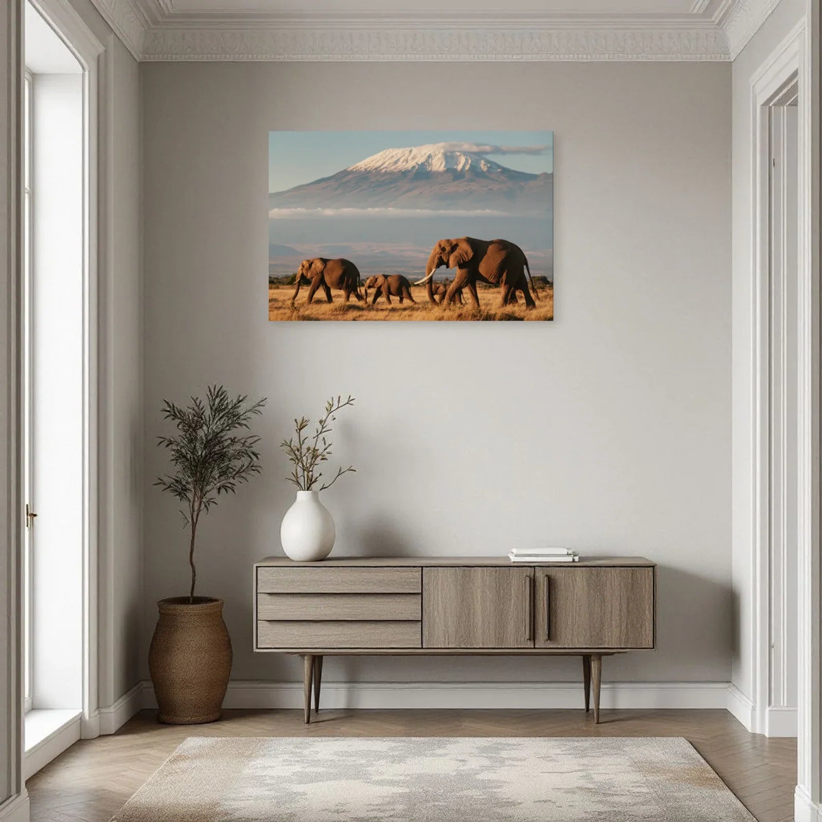Tableau Éléphant Kilimandjaro dans une entrée ou un couloir - Art Virtuoso