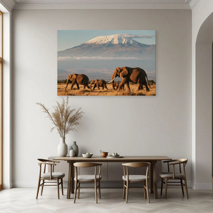 Tableau Éléphant Kilimandjaro dans une salle à manger - Art Virtuoso