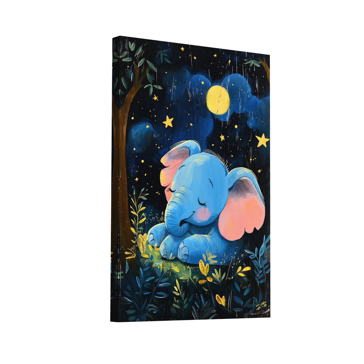 Product Hero 3D WebP Tableau Eléphant Mignon Bleu - Art Virtuoso