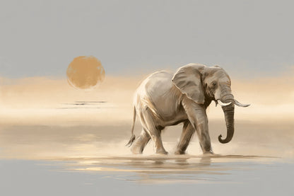 Tableau Éléphant Minimaliste - impression sur toile, format M