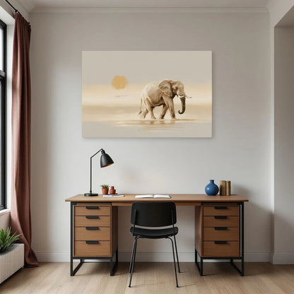 Tableau Éléphant Minimaliste dans un bureau - Art Virtuoso
