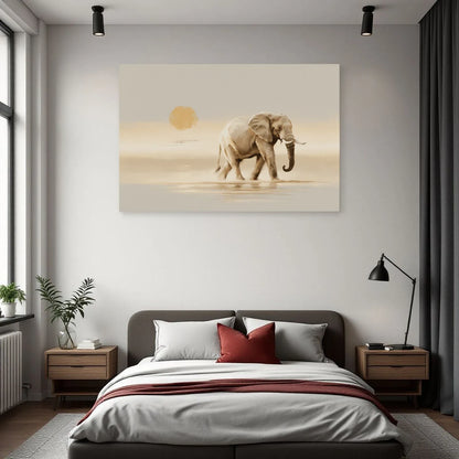 Tableau Éléphant Minimaliste dans une chambre - Art Virtuoso