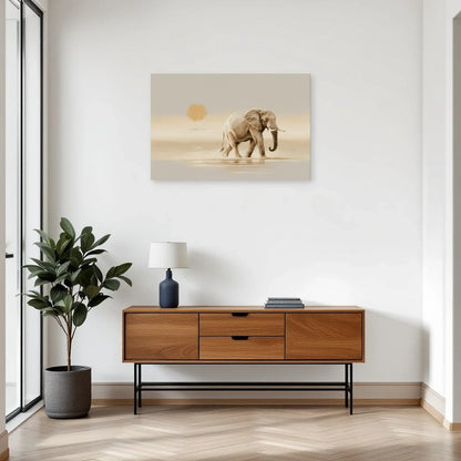 Tableau Éléphant Minimaliste dans une entrée ou un couloir - Art Virtuoso