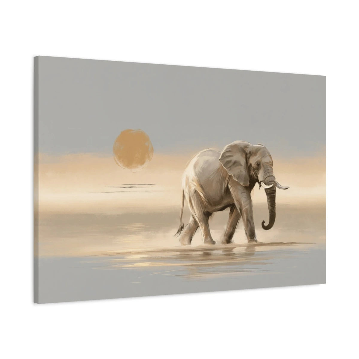 Tableau Éléphant Minimaliste - toile 3D avec bords imprimés - Art Virtuoso