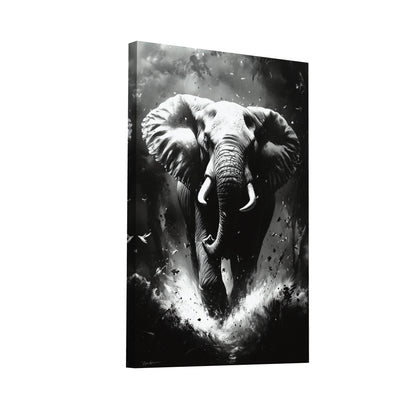 Product Hero 3D WebP Tableau Éléphant Noir et Blanc Intemporel - Art Virtuoso