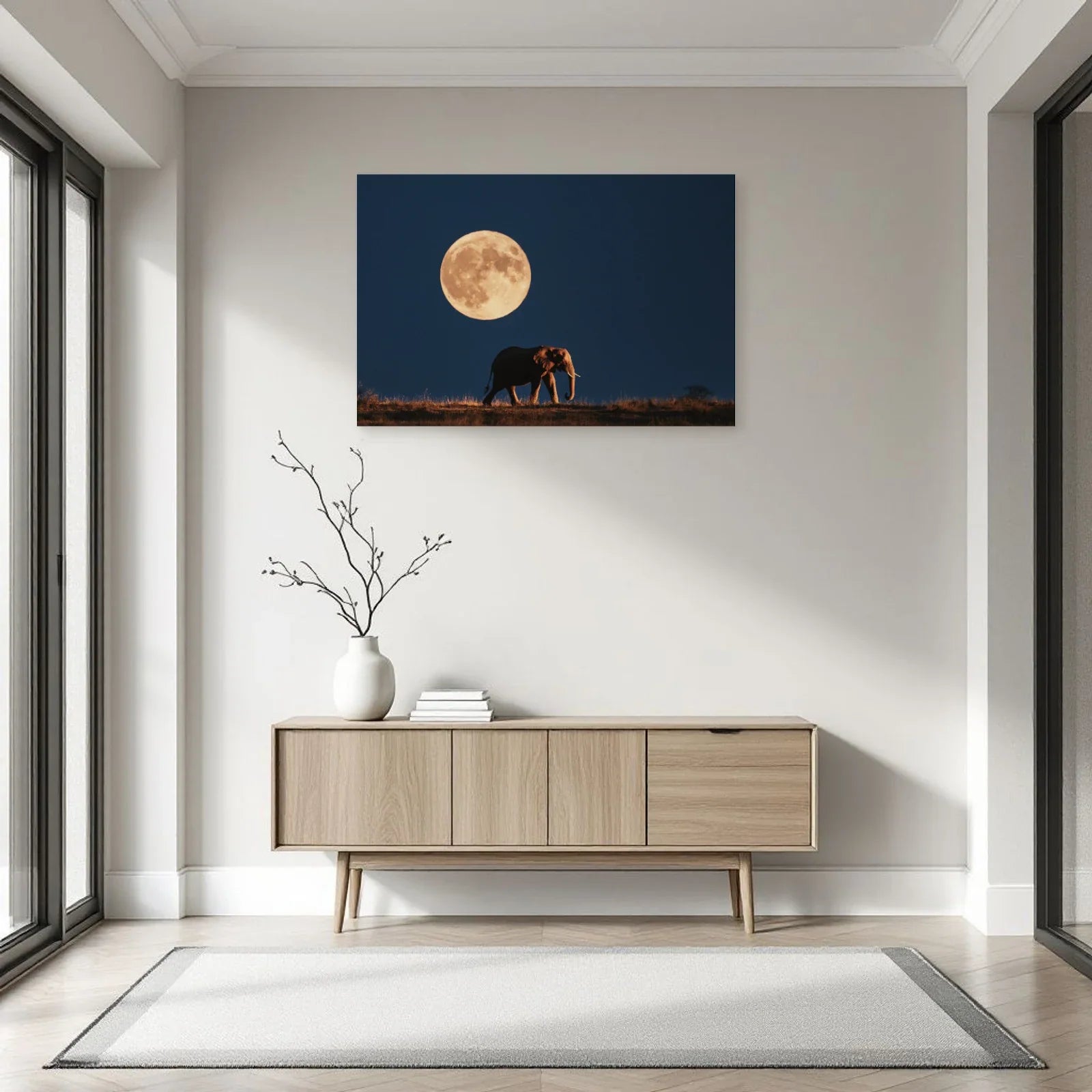 Tableau Éléphant Nuit dans une entrée ou un couloir - Art Virtuoso