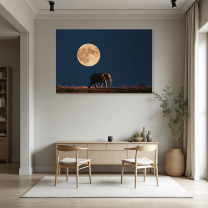 Tableau Éléphant Nuit dans une salle à manger - Art Virtuoso