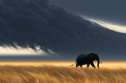 Tableau Éléphant Orage - impression sur toile, format M