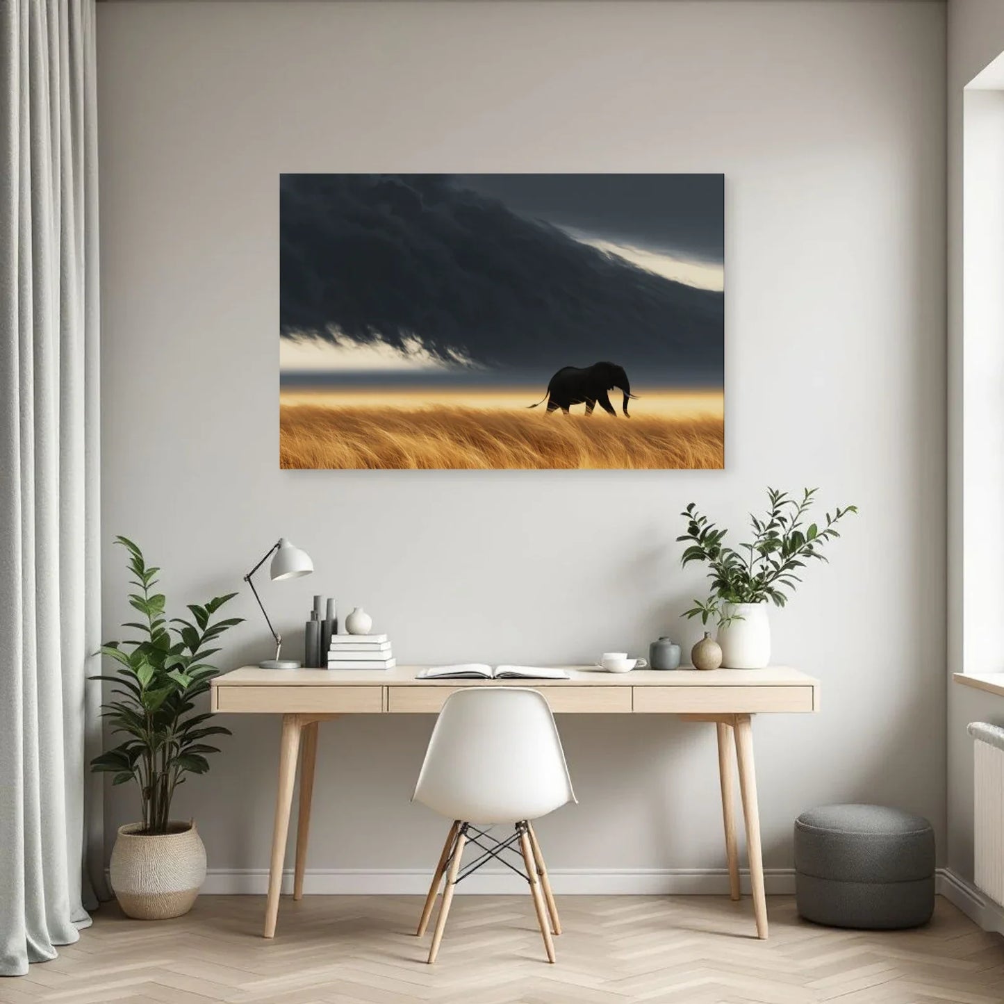 Tableau Éléphant Orage dans un bureau - Art Virtuoso